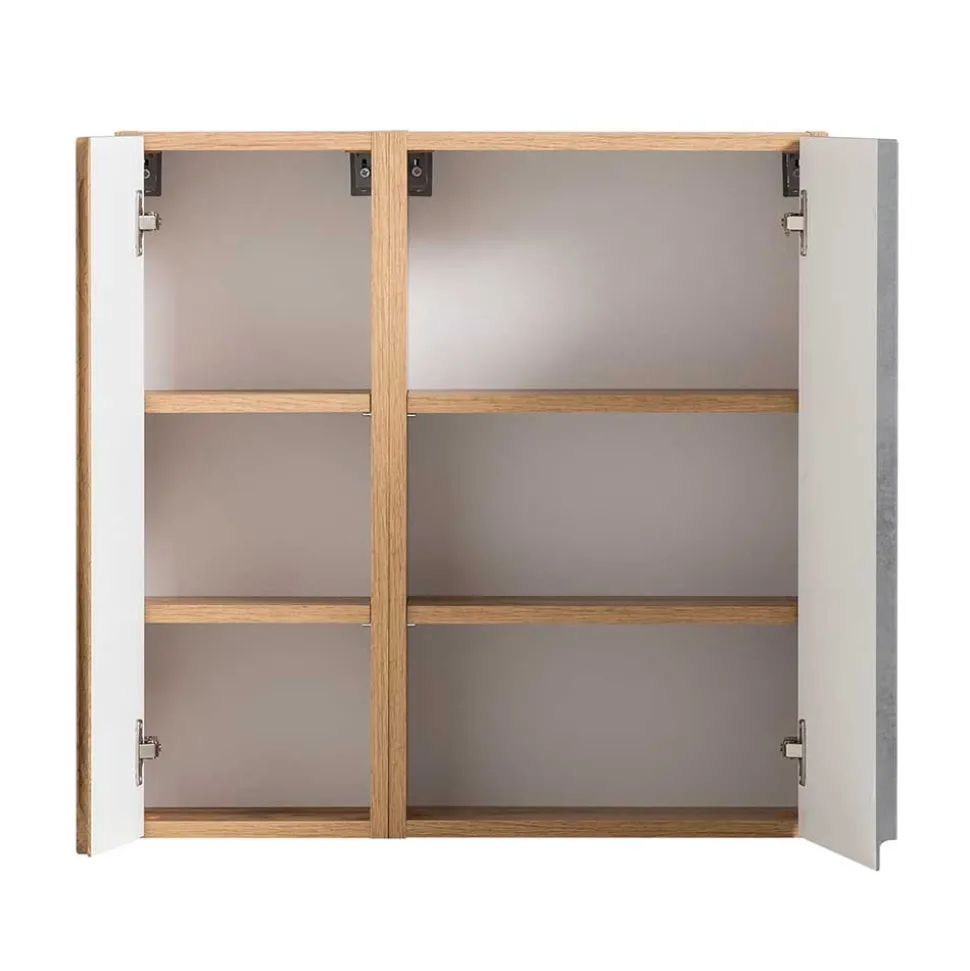 Oberschrank fürs Bad in Wildeiche & Beton - Mia