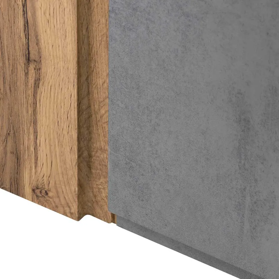 Oberschrank fürs Bad in Wildeiche & Beton - Mia