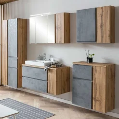 Oberschrank fürs Bad in Wildeiche & Beton - Mia