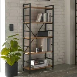 Offenes Standregal in Wildeiche und Schwarz - Lacuva