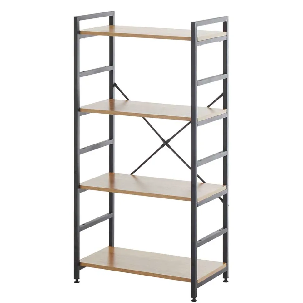 Offenes Standregal in Wildeiche und Schwarz - Lacuva