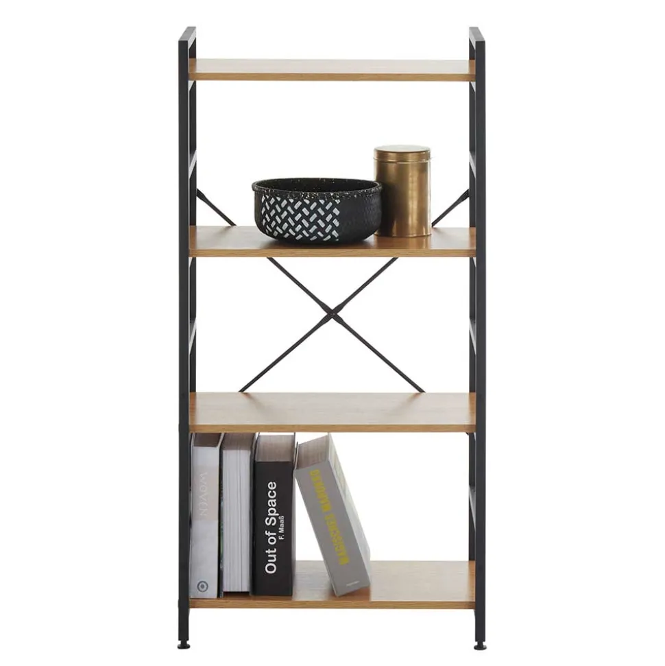 Offenes Standregal in Wildeiche und Schwarz - Lacuva