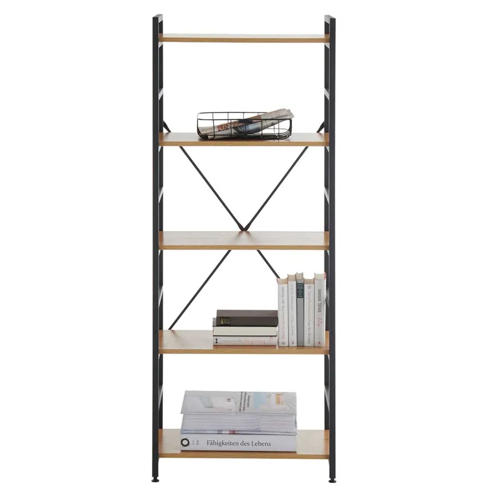 Offenes Standregal in Wildeiche und Schwarz - Lacuva