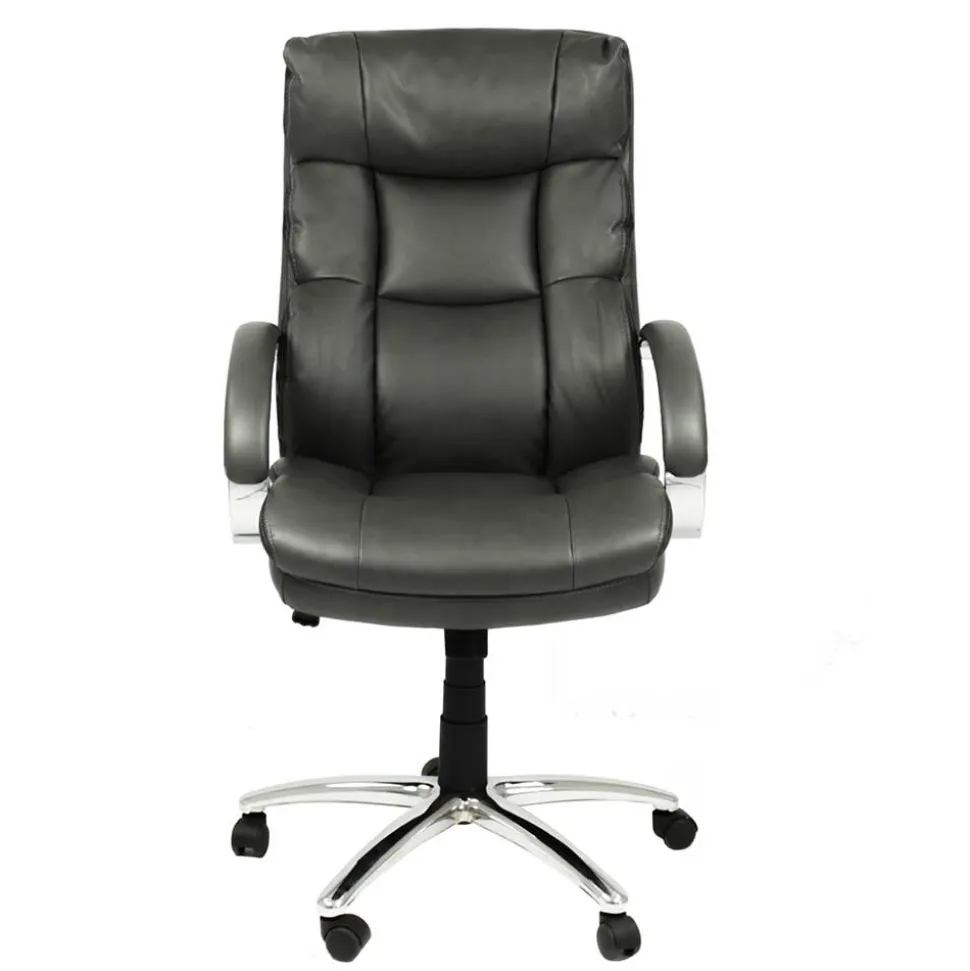 Office Chefsessel in Dunkelgrau & Chrom - Lajara