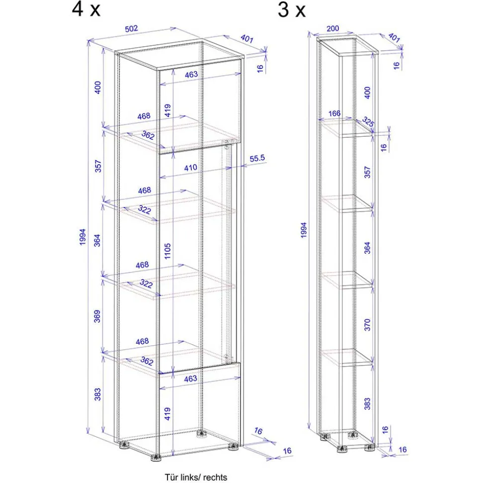 Office Schrank- und Regalwand Set - Nonessia (siebenteilig)