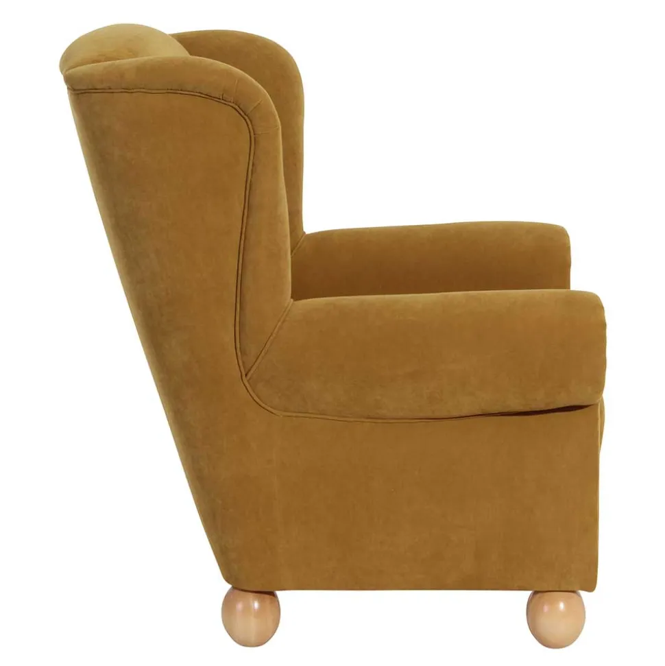 Ohrenbackensessel in Gelb Velours - Acigne