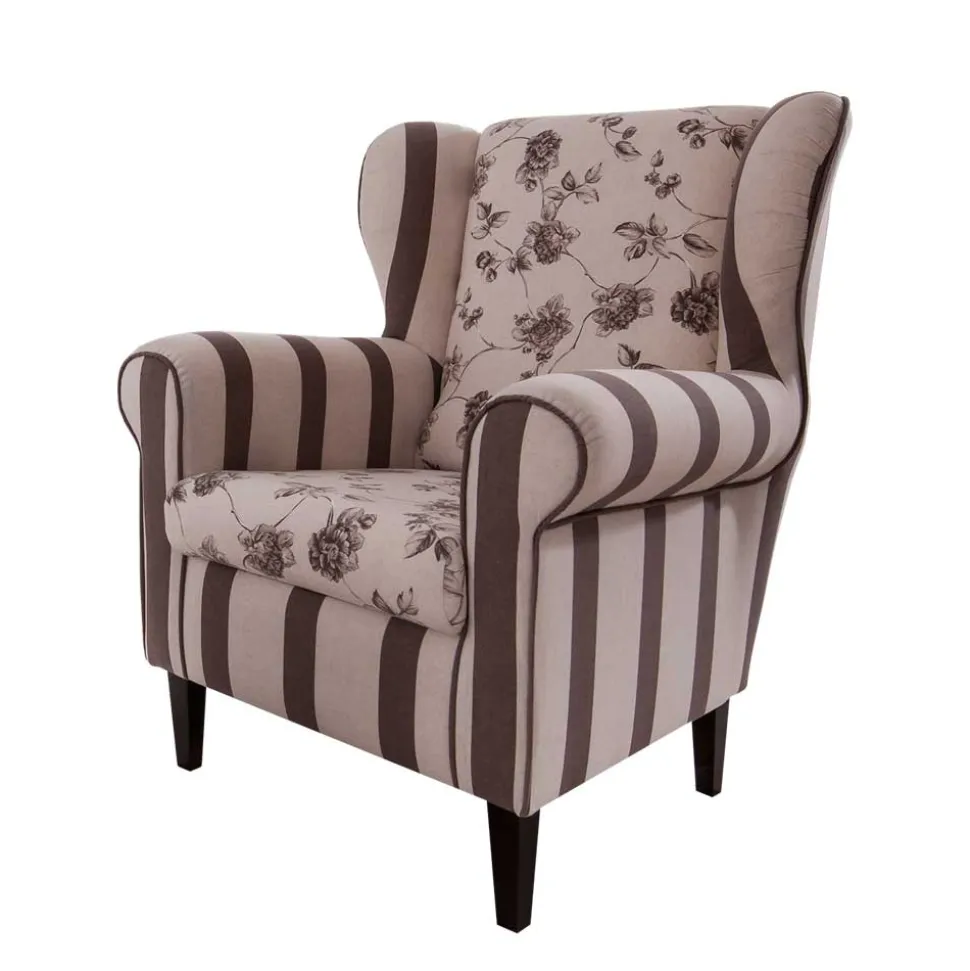 Ohrenbackensessel Prisma in Braun Beige