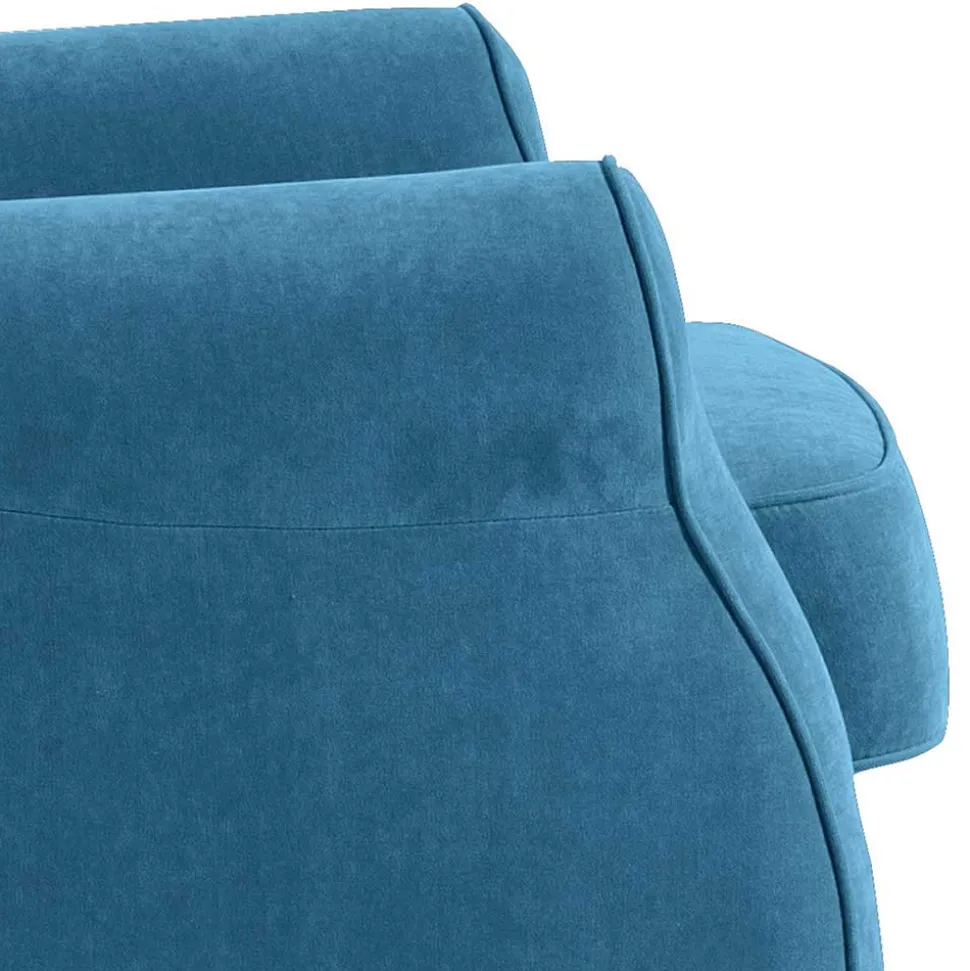 Ohrensessel aus Velours in Petrol - Edna