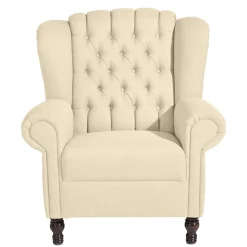 Ohrensessel in Beige und Nussbaum - Fakt