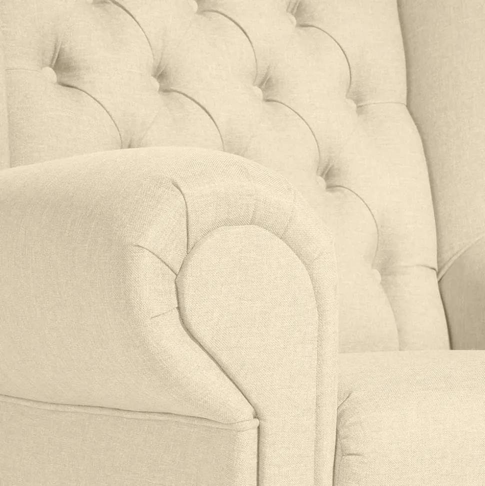 Ohrensessel in Beige und Nussbaum - Fakt