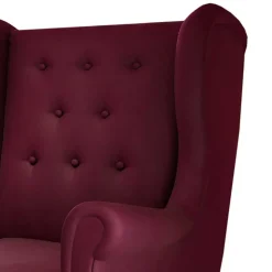 Ohrensessel in Bordeaux Rot Samt - Marquita