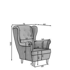 Ohrensessel in Bordeaux Rot Samt - Marquita