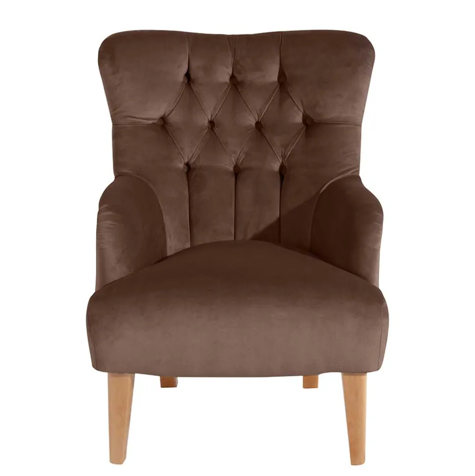 Ohrensessel in Braun und Buche Natur - Emirello