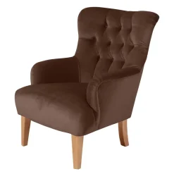 Ohrensessel in Braun und Buche Natur - Emirello