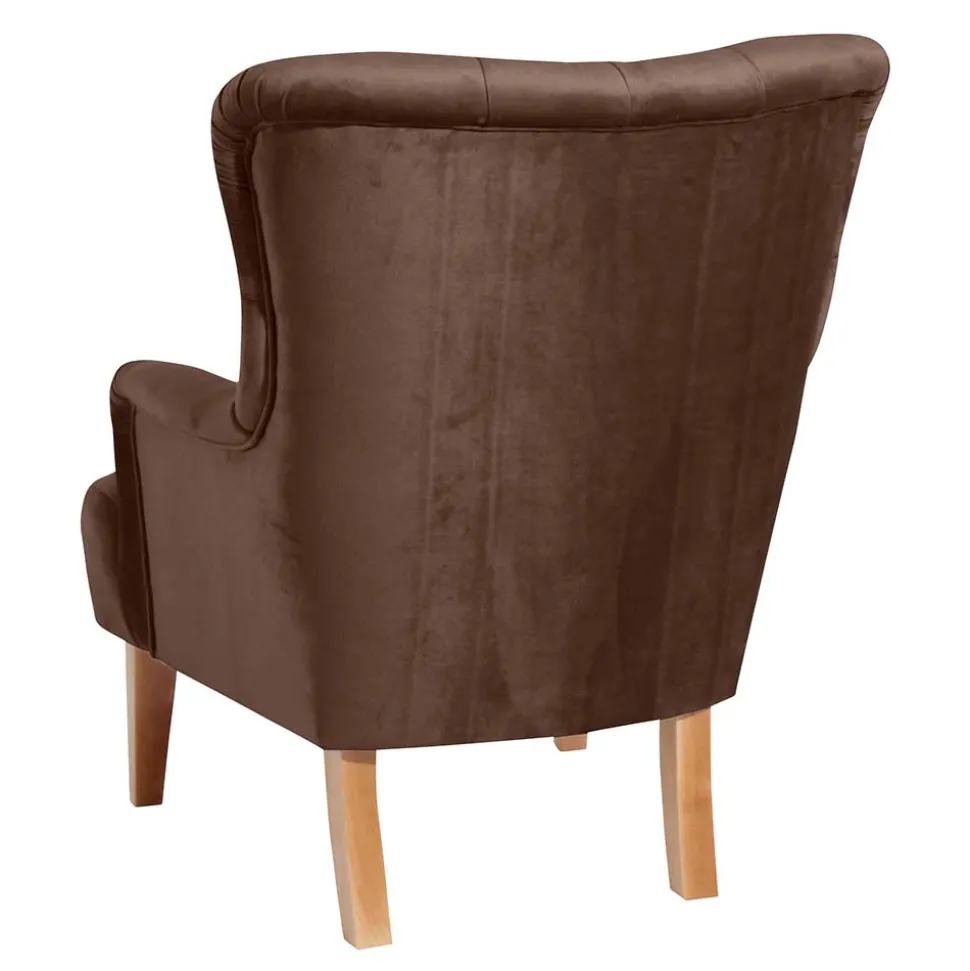 Ohrensessel in Braun und Buche Natur - Emirello