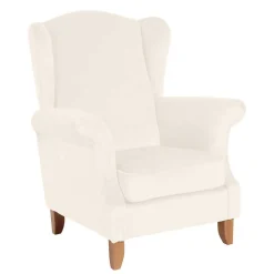 Ohrensessel in Cremefarben Samtvelours - Leviada