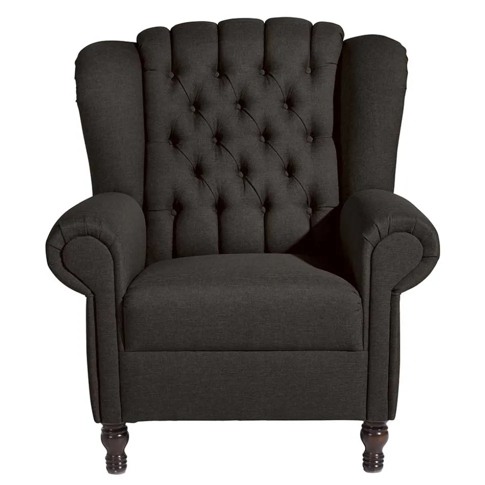 Ohrensessel in Dunkelbraun Stoffbezug - Oase