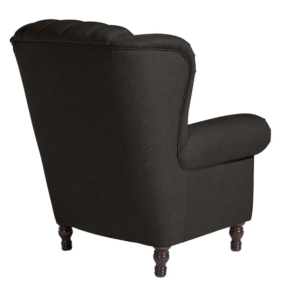 Ohrensessel in Dunkelbraun Stoffbezug - Oase