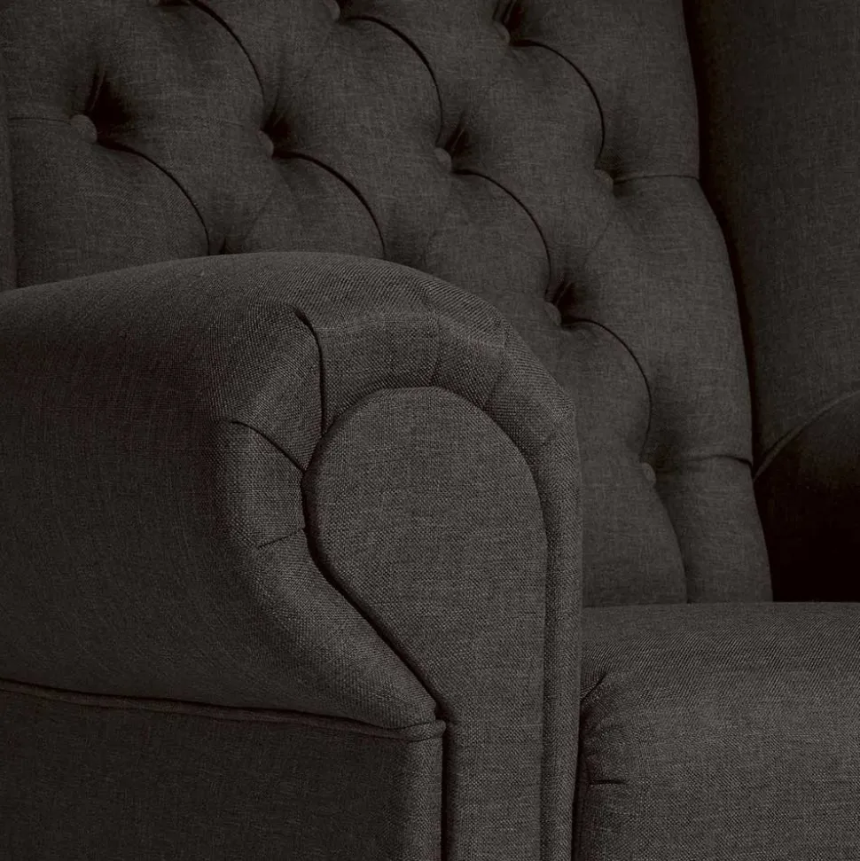 Ohrensessel in Dunkelbraun Stoffbezug - Oase