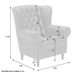Ohrensessel in Dunkelbraun Stoffbezug - Oase
