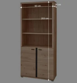 Ordnerregal mit drei Fächern und zwei Türen - Emly