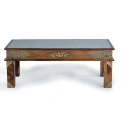 Orient Design Couchtisch aus Massivholz mit Glas - Danascov