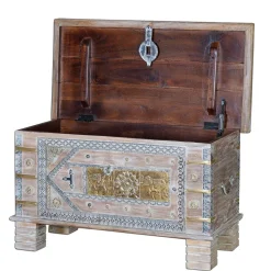 Orient Design Truhe in Antikweiß mit Bronze - Abraham
