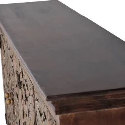 Oriental Design Sideboard in Gold und Walnussbraun - Roswito