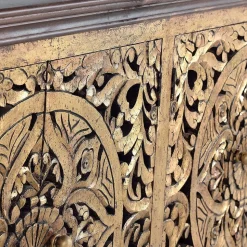 Oriental Design Sideboard in Gold und Walnussbraun - Roswito