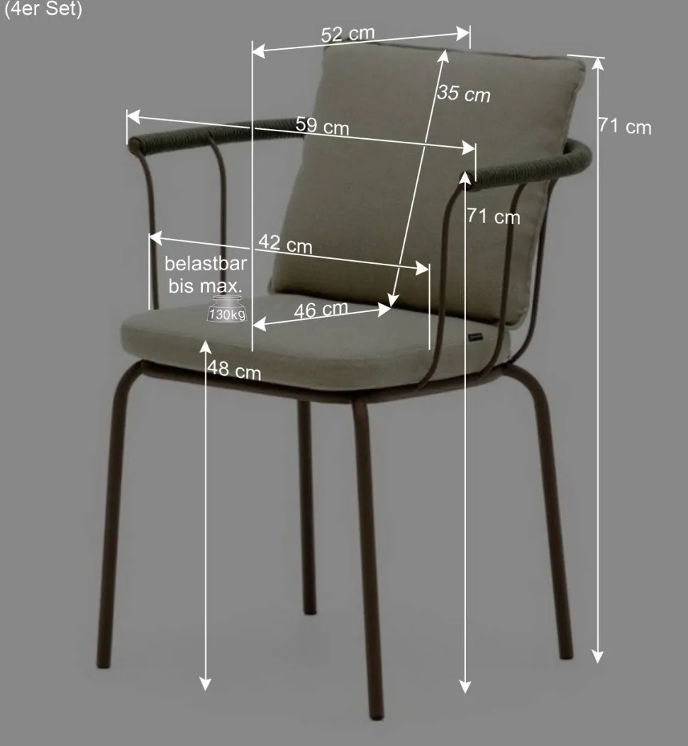 Outdoor Armlehnstühle in Braun - Ragusca (4er Set)