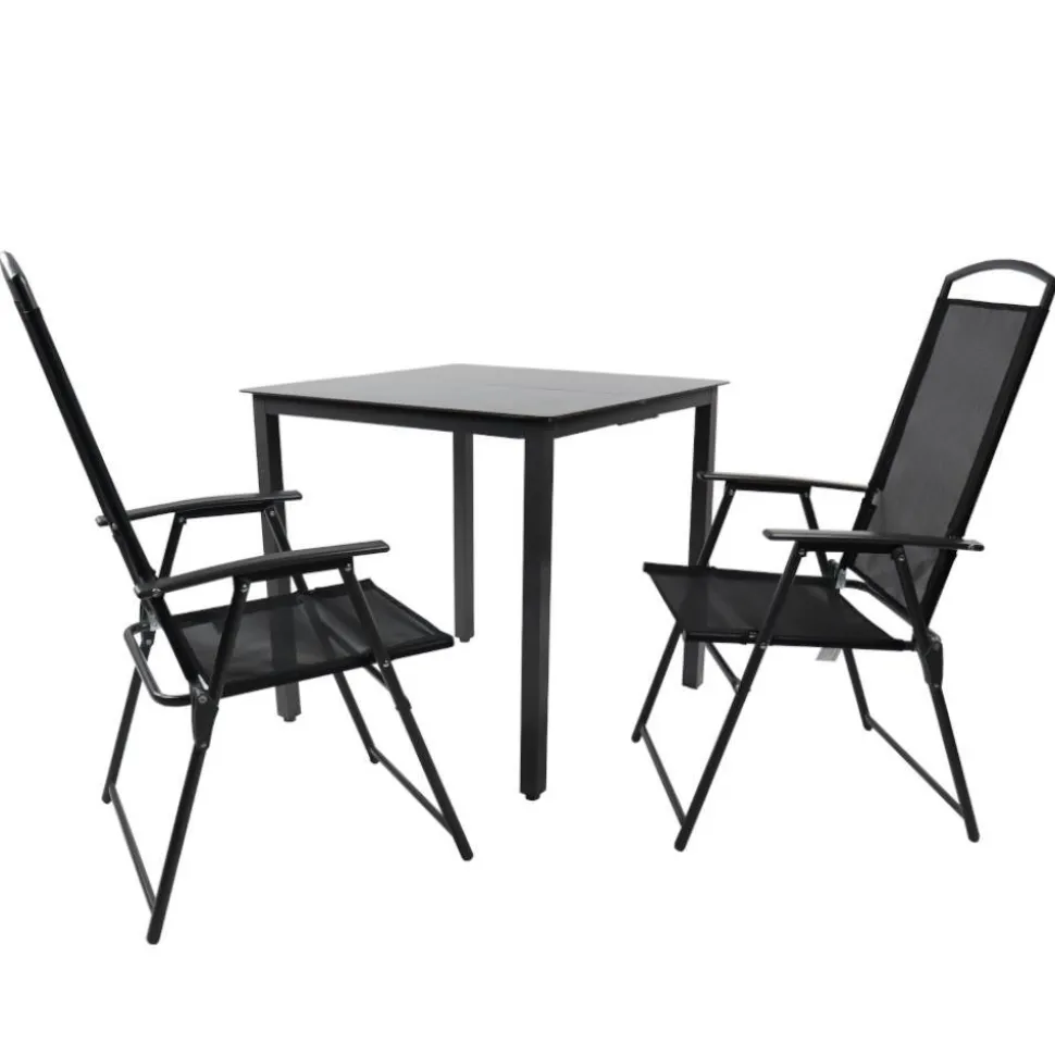 Outdoor Essgruppe mit zwei Klappstühlen - Saridio (dreiteilig)