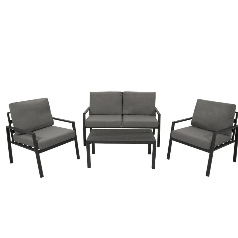 Outdoor-Lounge Set aus Aluminium - Zebrano (vierteilig)