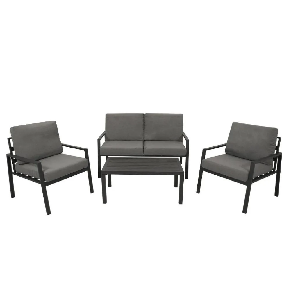 Outdoor-Lounge Set aus Aluminium - Zebrano (vierteilig)
