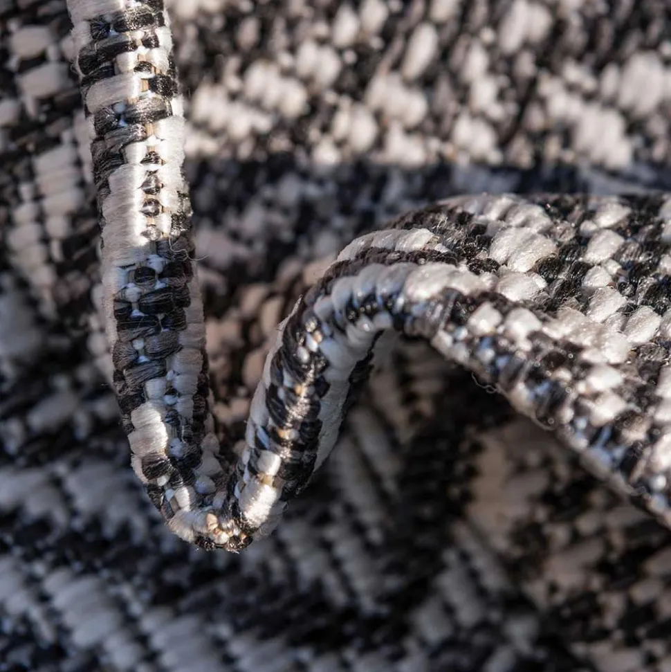 Outdoorteppich mit Muster in Dunkelgrau Creme - Bird