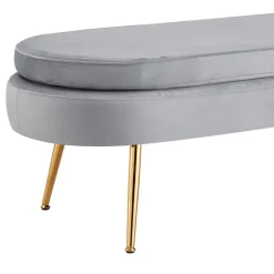 Ovale Bettbank in Hellgrau Samtstoff - Baily