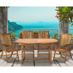 Ovale Gartentisch Gruppe für vier Personen - Nevuz (fünfteilig)