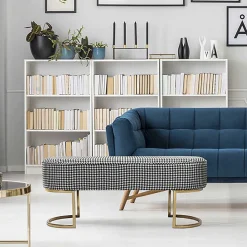 Ovale Polsterbank mit Hahnentritt Muster - Gasilia