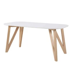 Ovaler Designtisch in Weiß & Eichefarben - Calypso