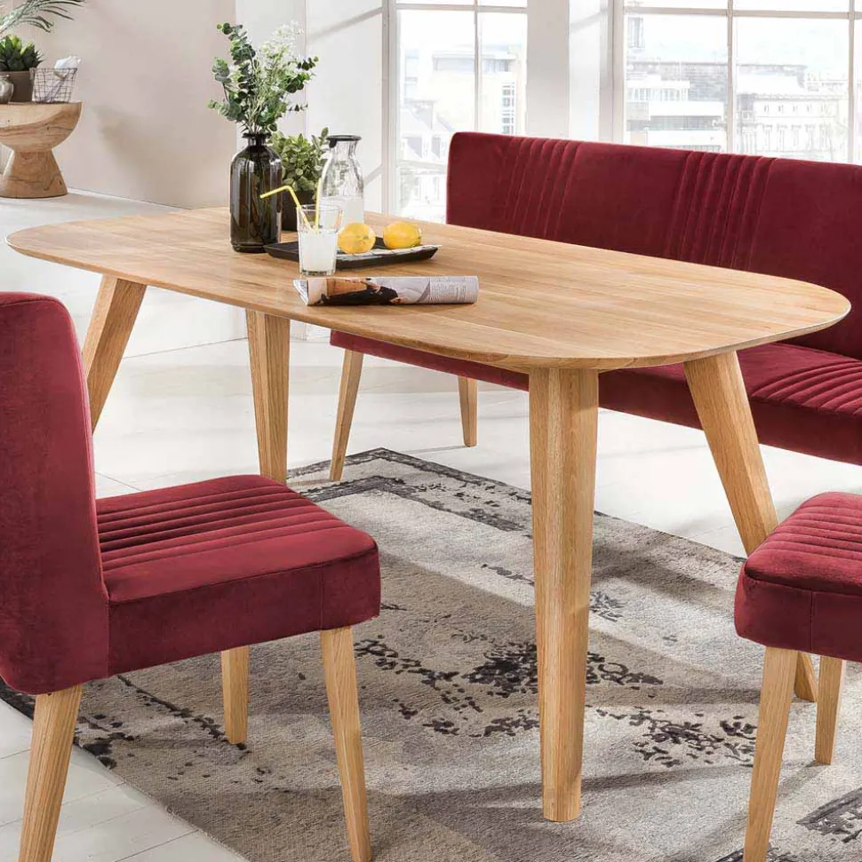 Ovaler Eichentisch Kathyn im Retro Design