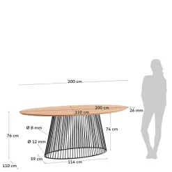 Ovaler Esstisch mit Eisen Drahtgestell - Rubins