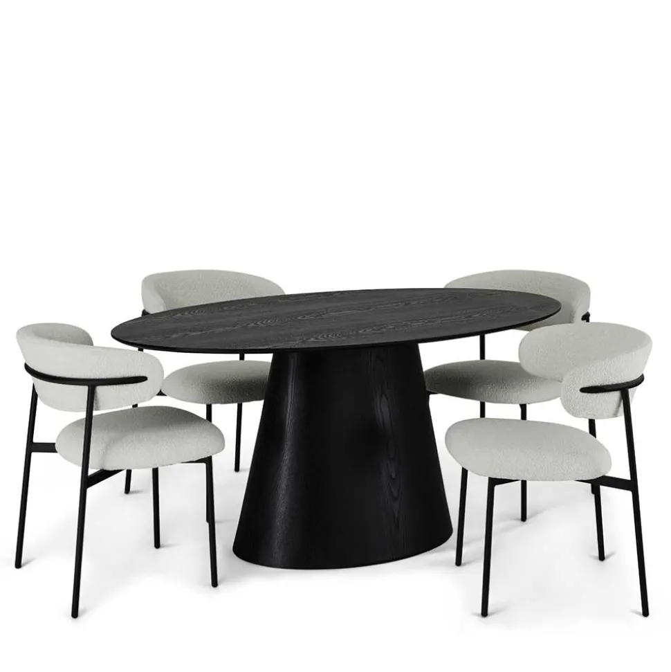 Ovaler Esszimmertisch in Schwarz Eiche - Vuschea