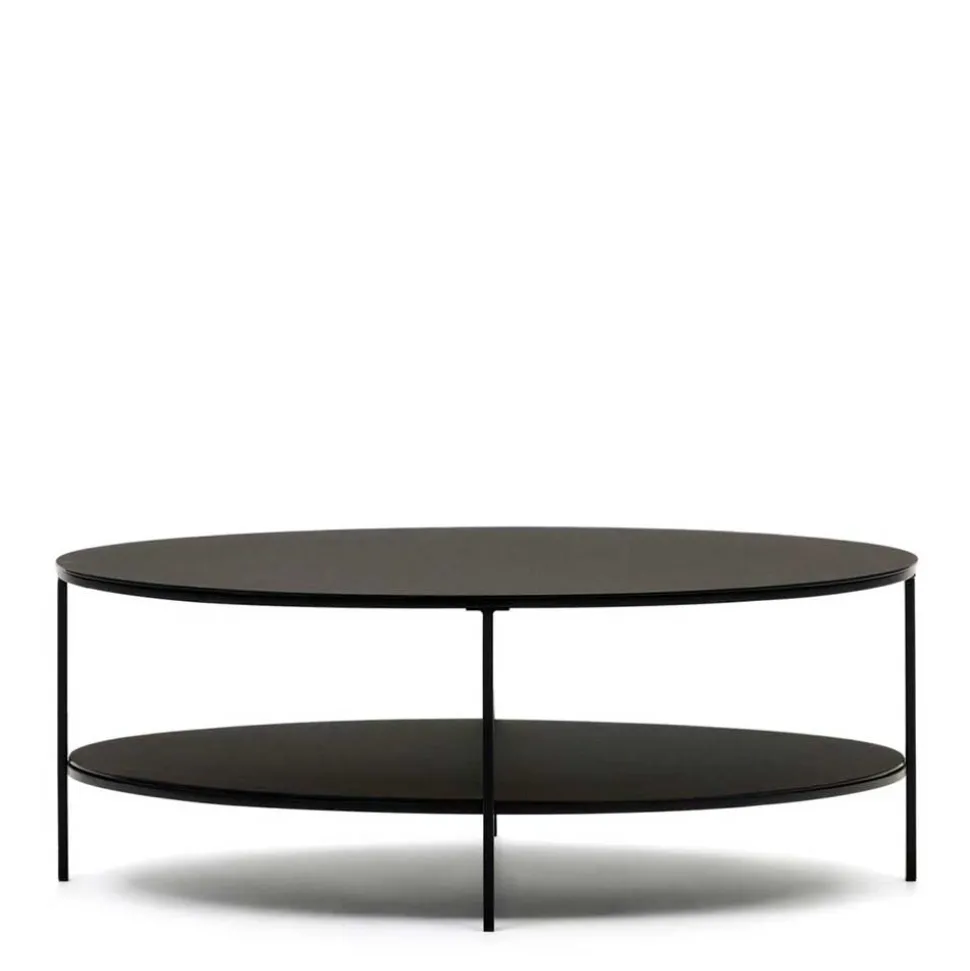 Ovaler Sofatisch aus Glas und Metall - Calama