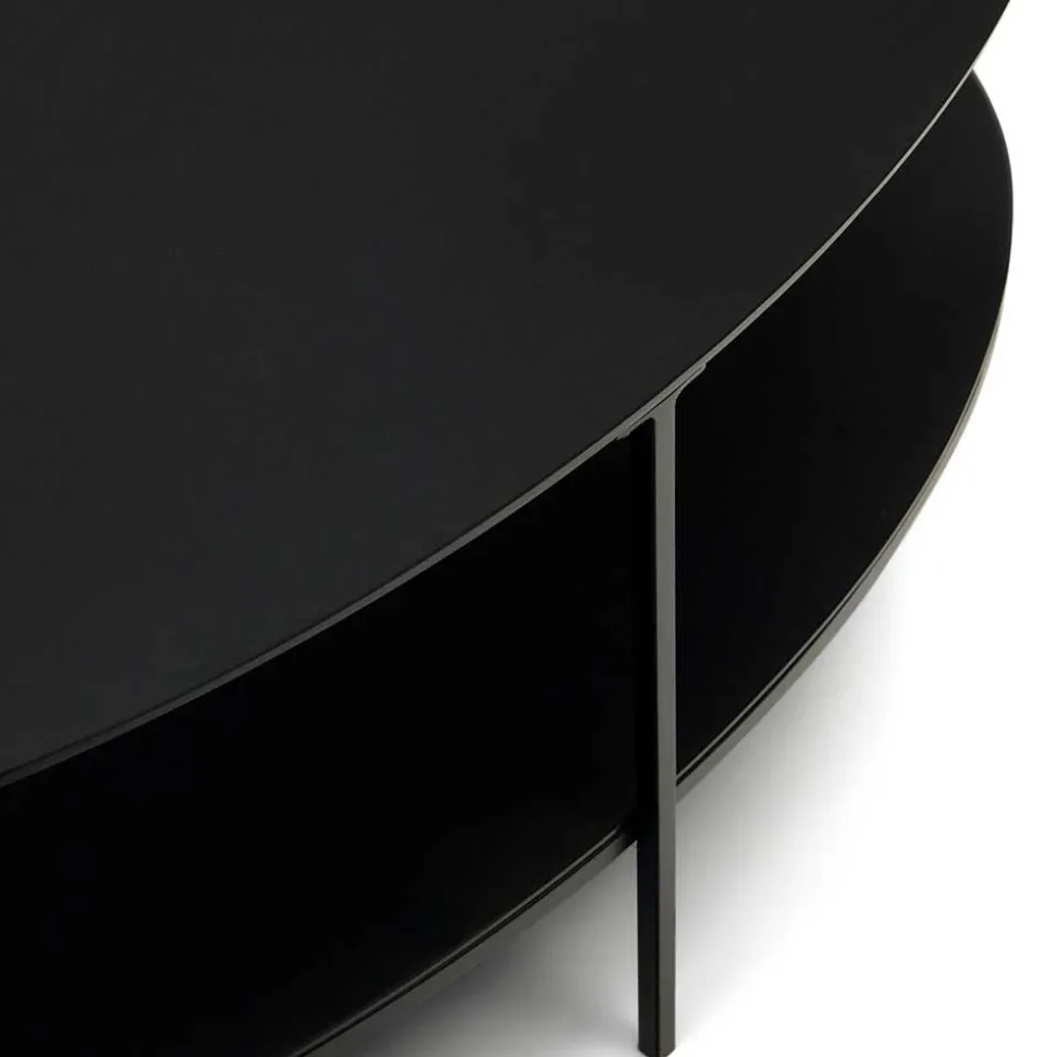 Ovaler Sofatisch aus Glas und Metall - Calama