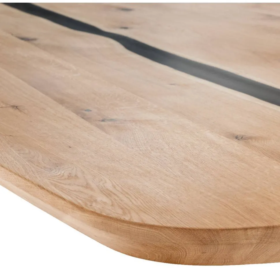 Ovaler Wildeichetisch mit Epoxid-Harz-Einlage - Tyvoria