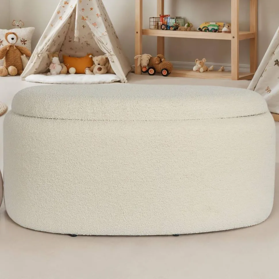 Ovaler XL Hocker mit Stauraum-Truhe - Barracin