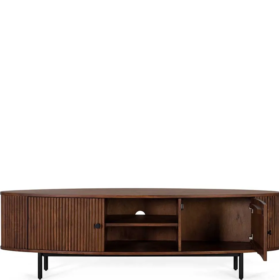 Ovales Retro TV Lowboard aus Akazie - Chalil