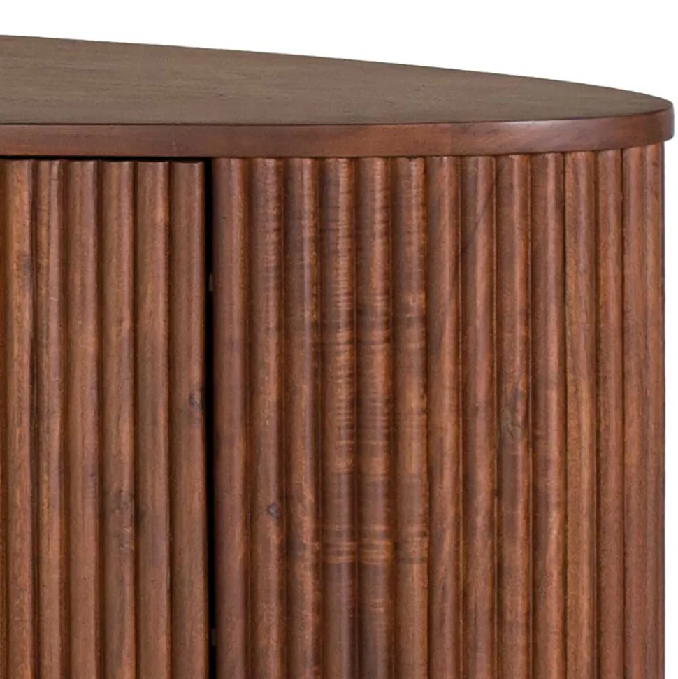 Ovales Retro TV Lowboard aus Akazie - Chalil