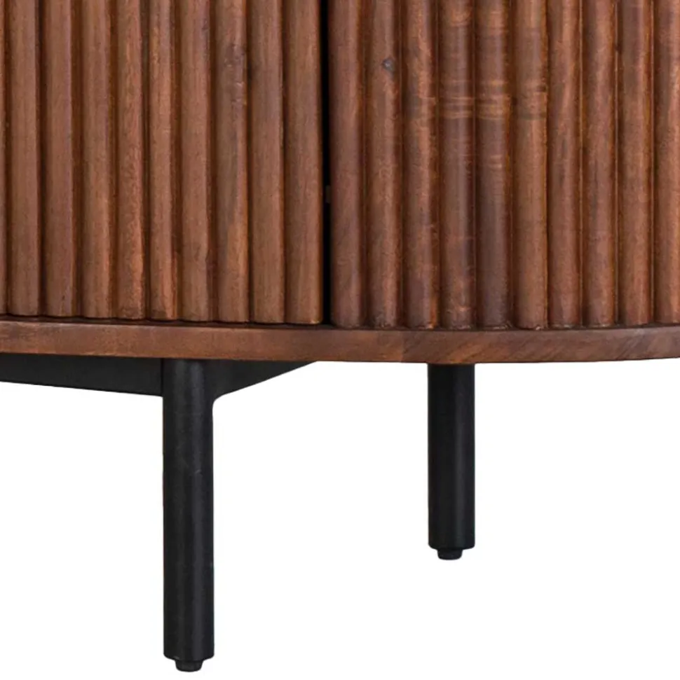 Ovales Retro TV Lowboard aus Akazie - Chalil