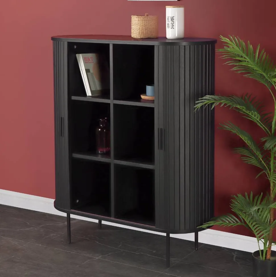 Ovales Schiebetüren-Highboard im Retro Design - Lurymav