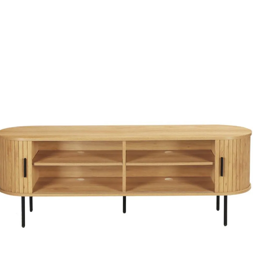 Ovales TV-Board mit Schiebetüren - Barnetta